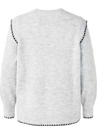 Zizzi Gebreide blouse met contrasterend stiksel, LGM Black Edges, Packshot image number 1