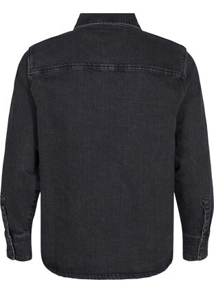 Zizzi Denim shirt met knopen en borstzakken, Dark Grey Denim, Packshot image number 1