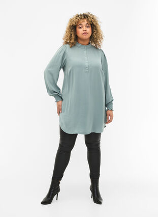 Zizzi Tuniek met smokwerk, Chinois Green, Model image number 2