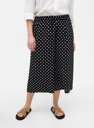 Zizzi Culotte broek met print, Black Dot, Model image number 2