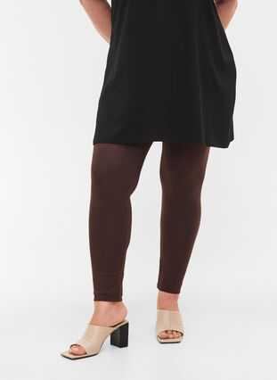 Zizzi Basic legging in viscose, Coffee Bean, Model image number 2