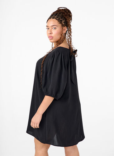 Zizzi Korte jurk met strik op de rug, Black, Model image number 1