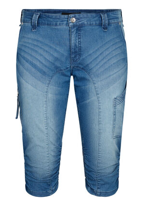 Zizzi Slim fit capri jeans met zakken, Light blue denim, Packshot image number 0