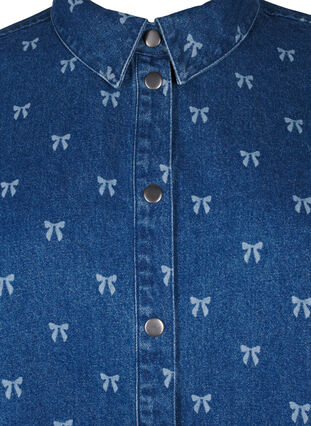 Zizzi Denim overhemd met strik, Denim Blue W. Wh.Bow, Packshot image number 2