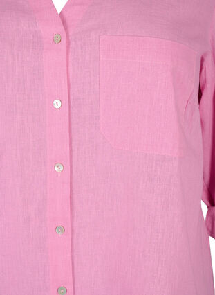 Zizzi Shirt blouse met knoopsluiting van katoen-linnenmix, Rosebloom, Packshot image number 2