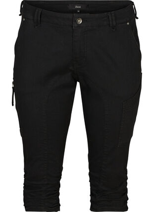 Zizzi Slim fit capri jeans met zakken, Black, Packshot image number 0