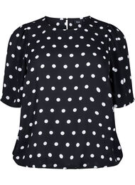 Gestippelde blouse met korte mouwen, Black W. White Dot