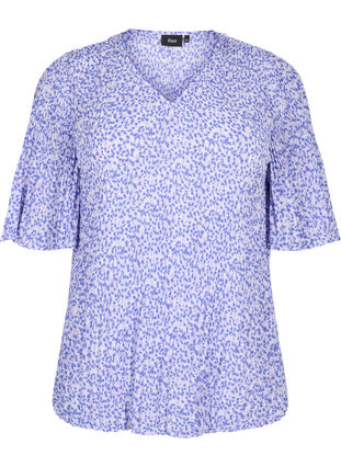 Zizzi Gebloemde blouse met plooien, Small Flower AOP, Packshot image number 0