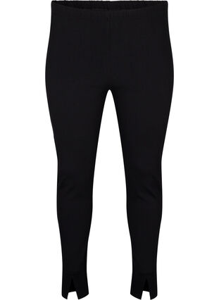 Zizzi Viscose leggings met splitten aan de voorkant, Black, Packshot image number 0