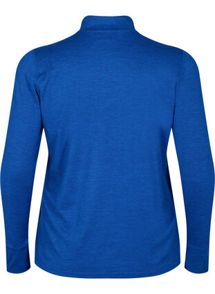 Zizzi Sport shirt met rits, S. Blue / Black Mel., Packshot image number 1