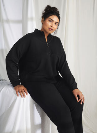 Zizzi Sweatshirt van modalmix met hoge hals, Black, Image image number 0