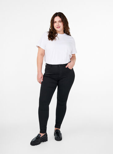 Zizzi Stay black Amy jeans met hoge taille, Black, Model image number 0