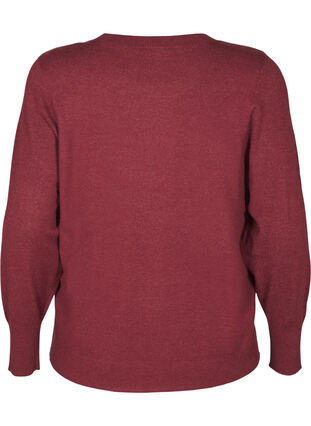 Zizzi FLASH - Gebreide blouse met ronde hals, Merlot Mel., Packshot image number 1