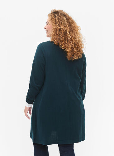 Zizzi Gebreide jurk in katoen-viscose blend, Reflecting Pond Mel., Model image number 1