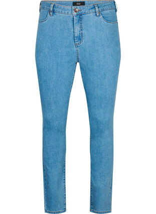 Zizzi Amy jeans met een hoge taille en super slanke pasvorm, Light Blue, Packshot image number 0