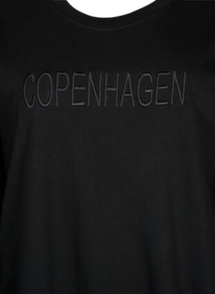 Zizzi Sweatshirt met geborduurde tekst, Black Copenhagen , Packshot image number 2