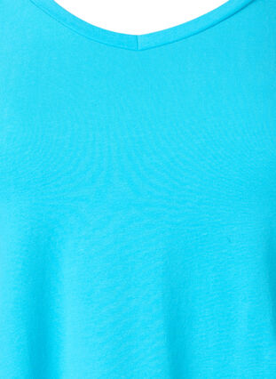 Zizzi Basic t-shirt in effen kleur met katoen, Blue Atoll, Packshot image number 2