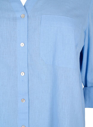 Zizzi Overhemdblouse van katoen-linnenmix met knoopsluiting, Serenity, Packshot image number 2