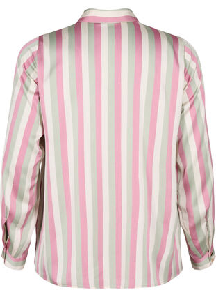 Zizzi Gestreept satijnen overhemd, Rose Stripe, Packshot image number 1