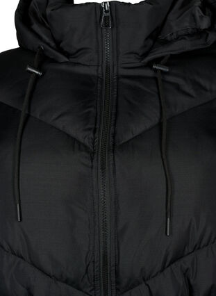 Zizzi Puffer winterjas met capuchon, Black, Packshot image number 2