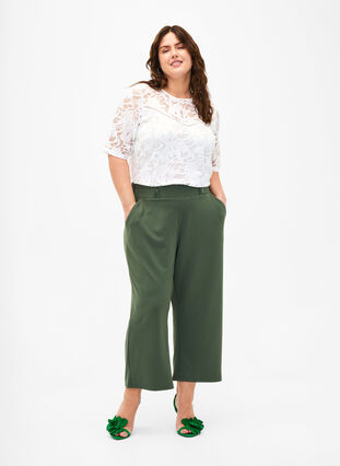 Zizzi Kanten blouse met korte mouwen, Bright White, Model image number 2