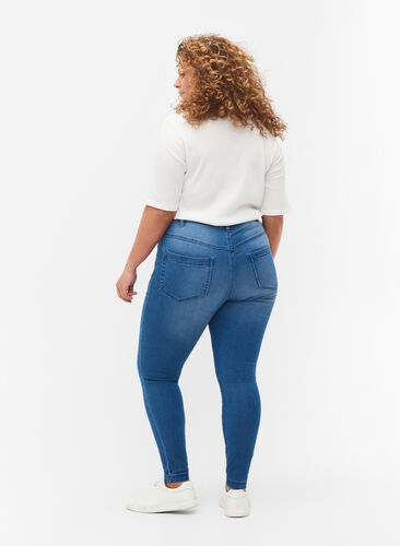 Zizzi Super slim Amy jeans met hoge taille, Light blue, Model image number 1