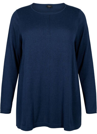 Zizzi Gebreide blouse gemaakt van katoen en viscose., Dress Blues, Packshot image number 0