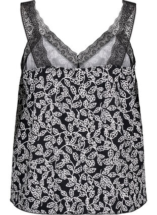 Zizzi Kanten topje van viscose, Black w. Wh.Leaf AOP, Packshot image number 1