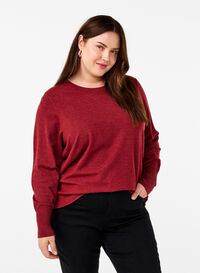 FLASH - Gebreide blouse met ronde hals, Merlot Mel., Model