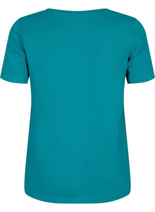 Zizzi Basic t-shirt in effen kleur met katoen, Deep Lake, Packshot image number 1