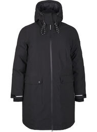 Praktische winterjas met capuchon en zakken, Black