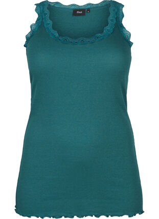 Zizzi Top with lace trim, Balsam, Packshot image number 0