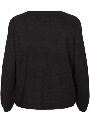 Zizzi Ruimvallende gebreide blouse met ronde hals, Black, Packshot image number 1