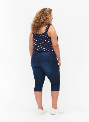 Zizzi High waist Amy capri jeans met super slim fit, Blue Denim, Model image number 1