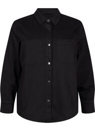 Denim shirt met knopen en borstzakken, Black