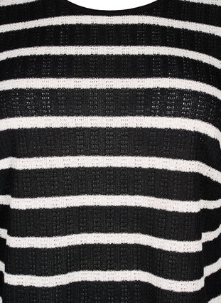 Zizzi Blouse met strepen en lange mouwen, Black Sand Stripe, Packshot image number 2