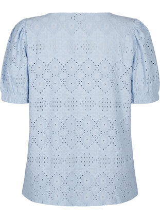 Zizzi Blouse met korte mouwen en patroon met kant, Cashmere Blue, Packshot image number 1