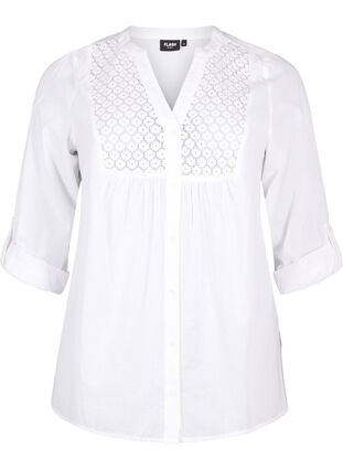 Zizzi FLASH - Shirt met gehaakt detail, Bright White, Packshot image number 0