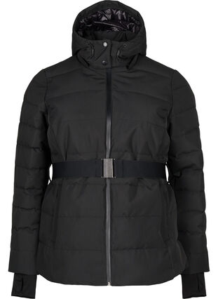 Zizzi Ski jas met capuchon en riem, Black, Packshot image number 0