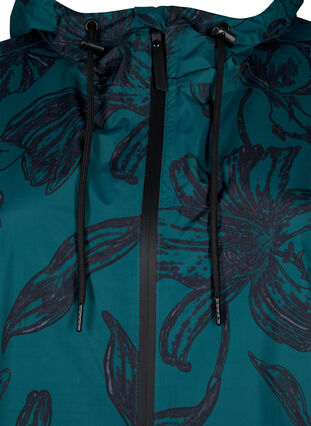 Zizzi Regenjas met print, Deep Teal Black, Packshot image number 2