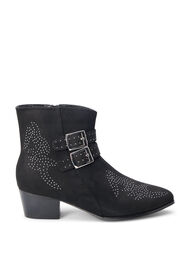 Wide fit - Korte laars met studs en gespen, Black, Packshot