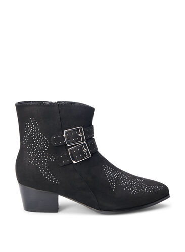 Zizzi Wide fit - Korte laars met studs en gespen, Black, Packshot image number 0