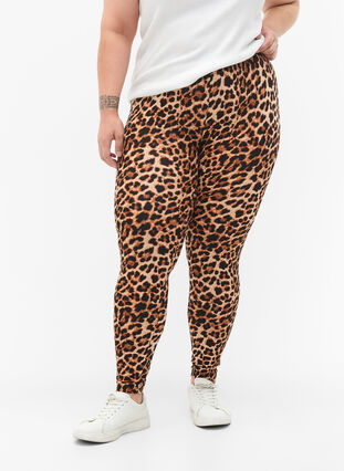 Zizzi Viscose leggings met luipaardprint, Leo, Model image number 0