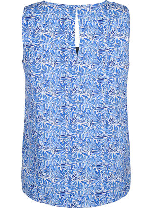 Zizzi Flash - Mouwloze top met print, White Blue AOP, Packshot image number 1
