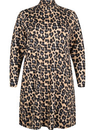 FLASH - Jurk met lange mouwen en col, Leopard Print