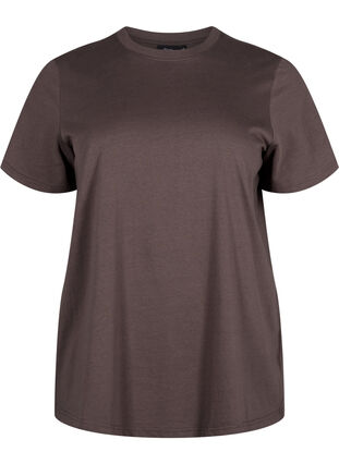 Zizzi Basic katoenen T-shirt met ronde hals, Chocolate Martini, Packshot image number 0