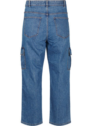 Zizzi Cargo jeans met hoge taille, Blue Denim, Packshot image number 1