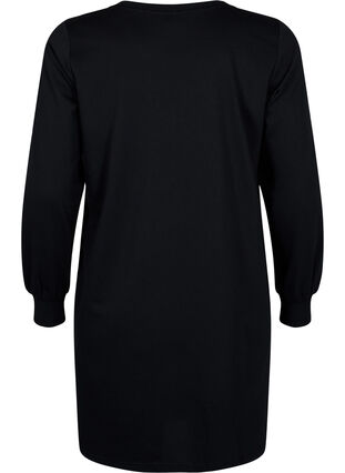 Zizzi Korte sweat jurk met kanten detail, Black, Packshot image number 1