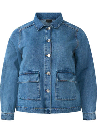 Zizzi Denim overhemdjasje met zakken, Blue Denim, Packshot image number 0