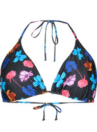 Driehoekige bikinitop met print, Black Flower AOP, Packshot